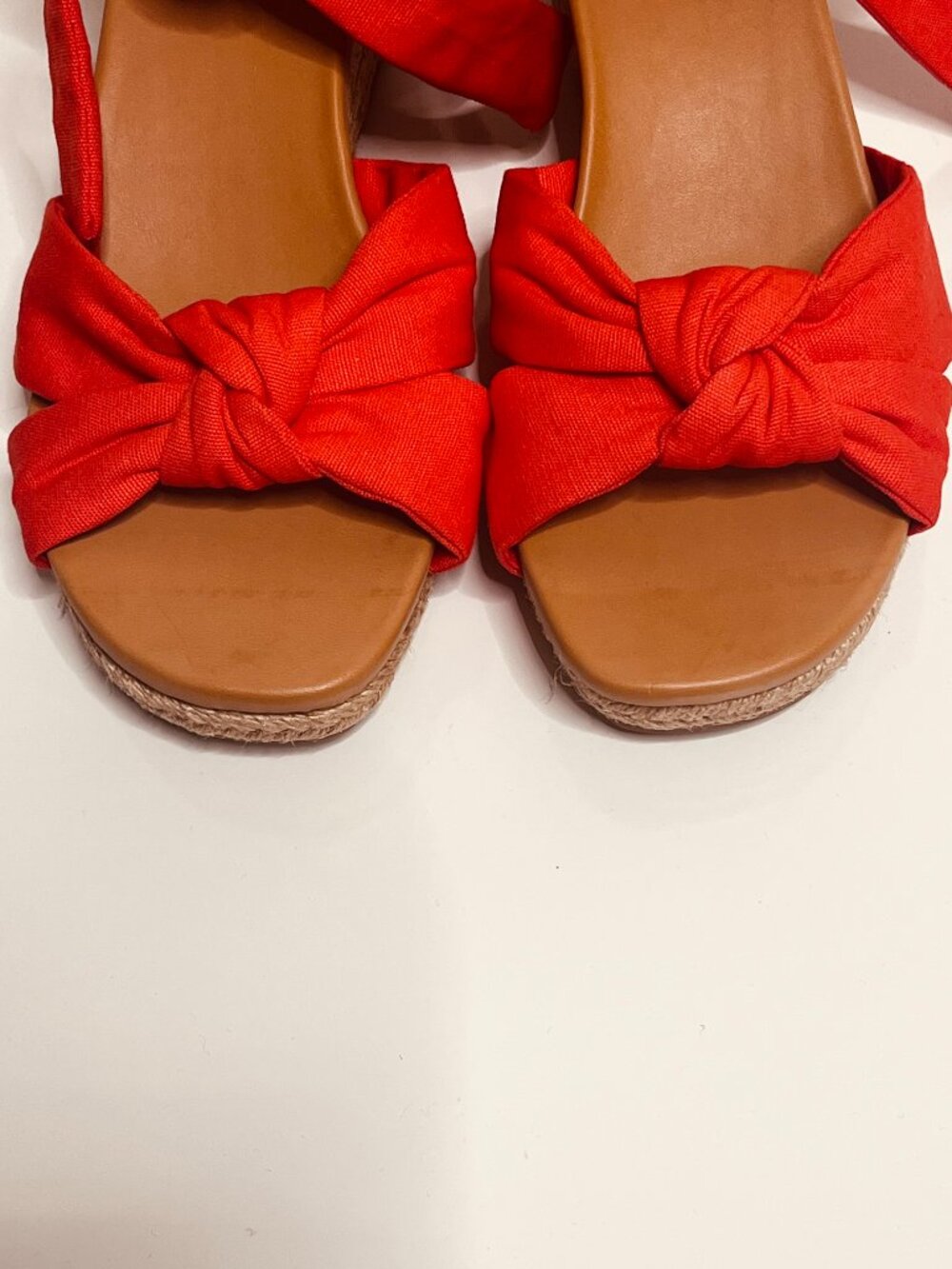 UGG Yarrow Suede Red Spadrille Wedge Sandals Ankle Tie Wrap Shoes Size US 6 - Picture 5 of 14